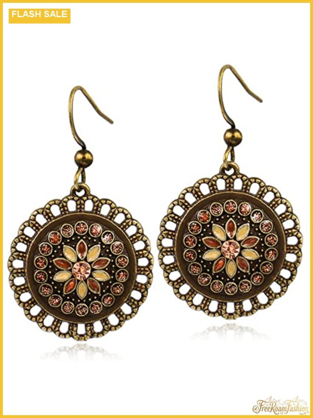 Bohemian Bronze Spiral Hoop Dangle Earrings Women Chic Vintage